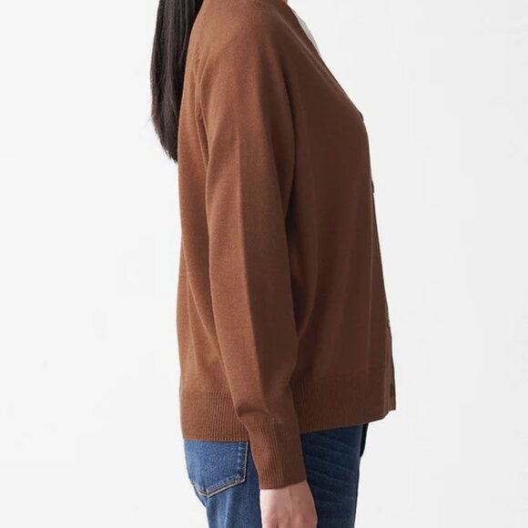 MUJI wide cardigan, Organic Cotton wool, Brick brown red, NWT, XS-S oversize - Picture 8 of 9